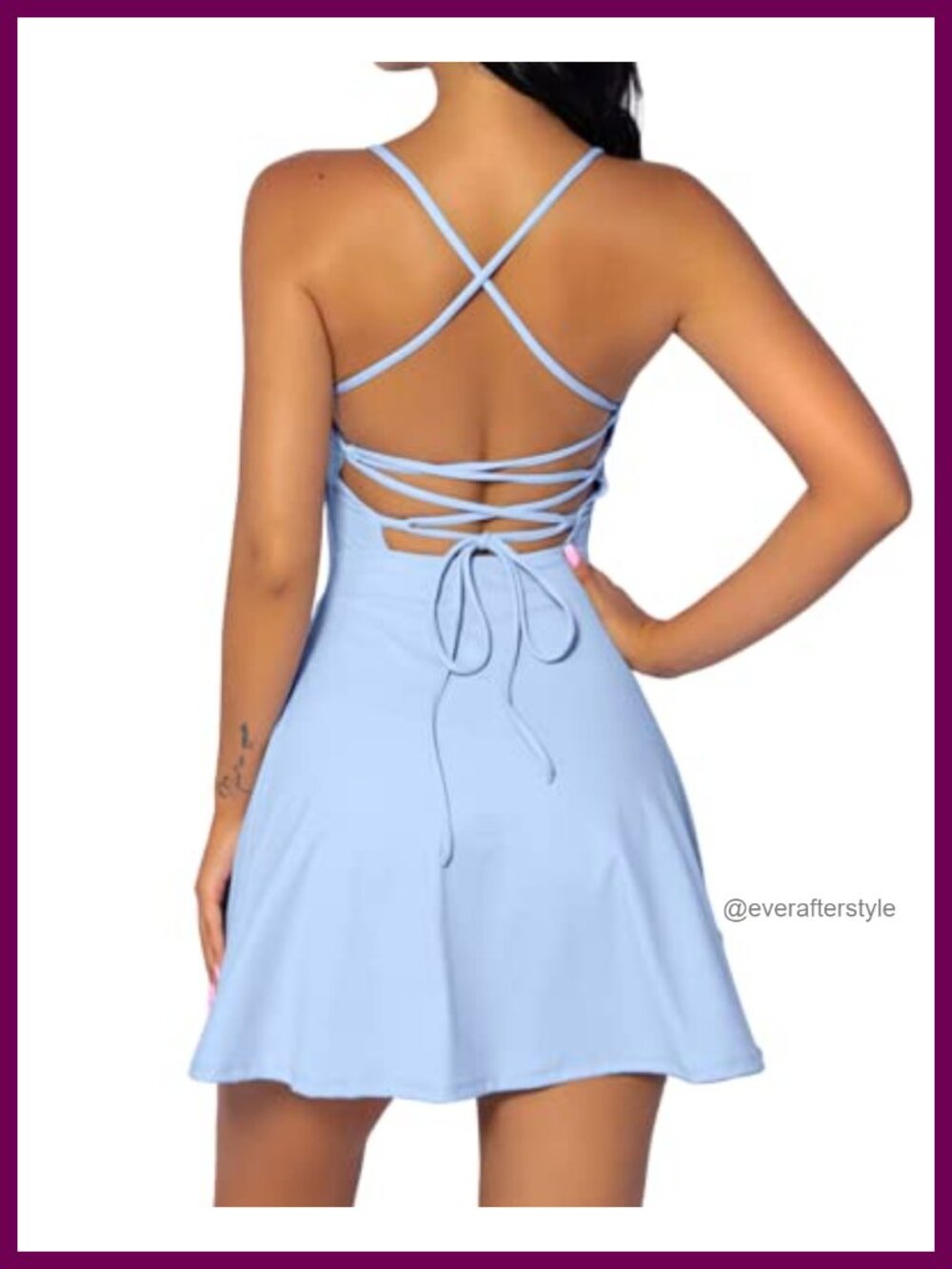 QINSEN Womens Tennis Dress with Shorts Open Back Active Golf Workout